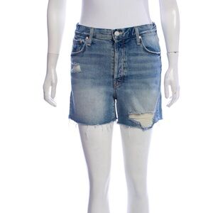 MOTHER High Rise Blue Distressed Denim Jean Shorts - 28